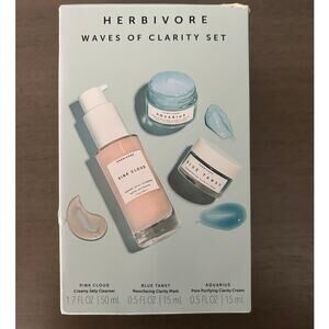 Herbivore Skincare Gift Set Pink Cloud Cleanser Blue Tansy Mask Aquarius Cream